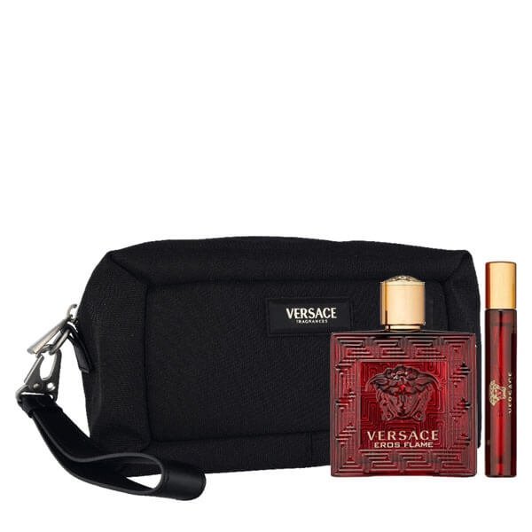 Versace Eros Flame Set - Eau de Parfum 100 ml + Eau de Parfum 10 ml + Black Trousse