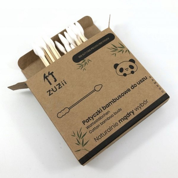 Bambusowe patyczki kosmetyczne z bawełną Bałwanek / Stożek ZUZII 