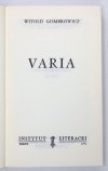 GOMBROWICZ Witold - Varia.