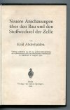 [Klocek] Abderhalden Emil - Neuere Anschauungen uber den Bau [...] [ORAZ] Schlick Moritz - Raum und Zeit in der gegenwartigen Physik [ORAZ] Valentiner Siegfried - Die Grundlagen der Quantentheorie