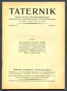 Taternik. Organ Klubu Wysokogórskiego Polskiego Towarzystwa Tatrzańskiego. R. 20: 1936, nr 4