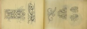 [ORNAMENTY]. Szkicownik z odręcznymi rysunkami nieznanego autorstwa, ukazującymi przykłady ornamentów i elementów zdobniczych w starożytności. Lata I wojny?