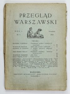 Przegląd Warszawski. Warszawa. Red. Wacław Borowy. R. 1, nr 3: XII 1921. 