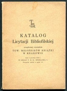 TMK w Krakowie Katalog licytacji bibliofilskiej 4 XII 1948
