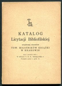 TMK w Krakowie. Katalog licytacji bibliofilskiej 4 XII 1948