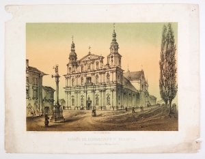 [KRAKÓW]. Kościół XX. Bernardynów w Krakowie. Litografia na barwnej tincie 19,2x27 cm na ark. 26,8x34,3 cm.