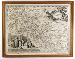 [ŚLĄSK]. Ducatus Silesiae Tabula. Miedzioryt form. 25,5x33,4 cm.