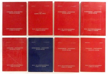 Katalogi aukcyjne firmy Buch-und Kunstauktionshaus F. Zisska & R. Kistner - zestaw 8 sztuk lata 1988-1992