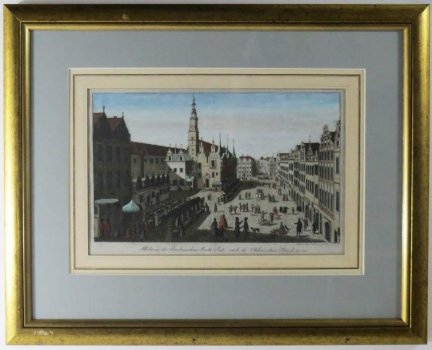 [WROCŁAW]. Abbildung der Breslauischen Markt-Seite nach der Ohlauischen Strasse, A-o 1730. Miedzioryt kolorowany.