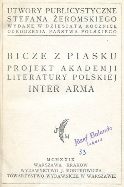 Żeromski Stefan - Bicze z piasku. Projekt Akademii Literatury Polskiej. Inter Arma.