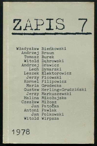 Zapis: poezja, proza, eseje, kronika. [R. 2], nr 7: VII 1978.