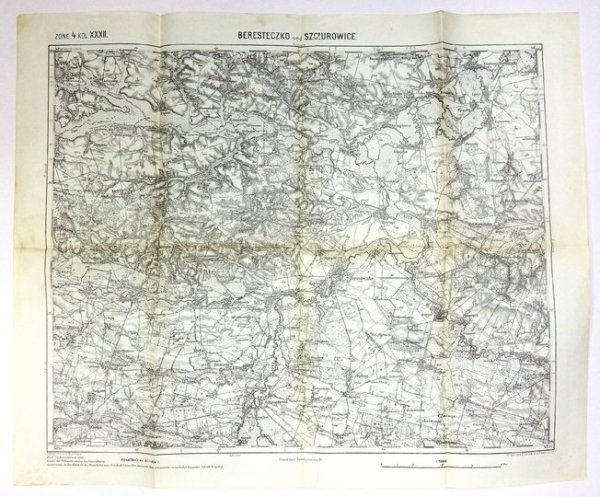 [BERESTECZKO und SZCZUROWICE]. Zone 4. Col. XXXII. Mapa form. 39x49 cm, na ark. 45,5x55,5 cm