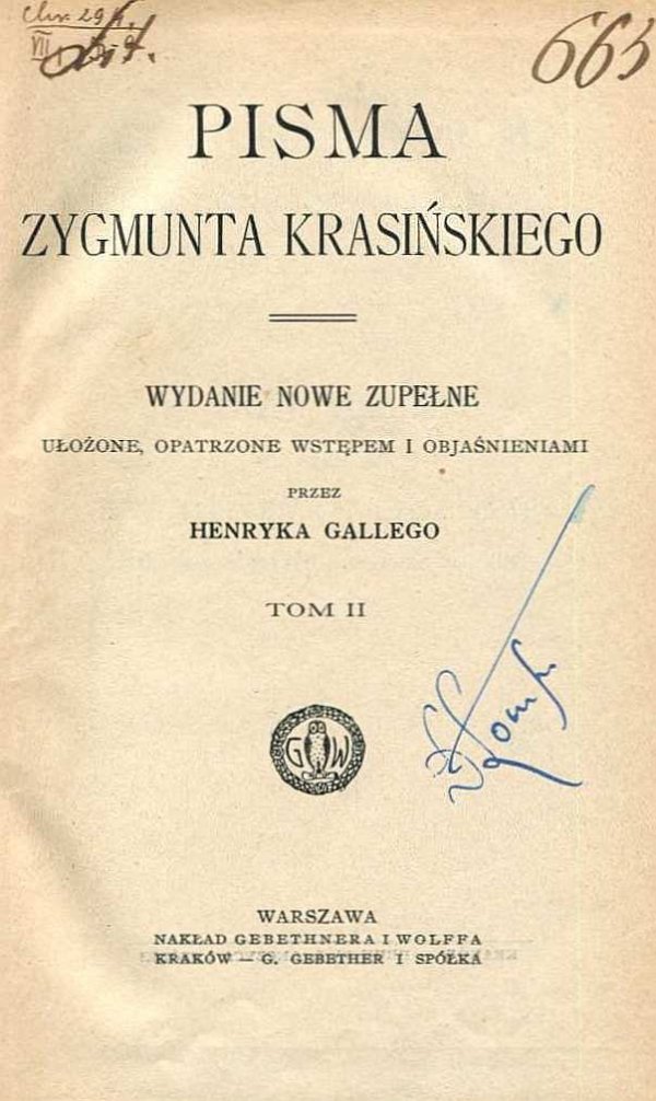 Krasiński Zygmunt - Pisma. Wydanie nowe zupełne ... t.2.