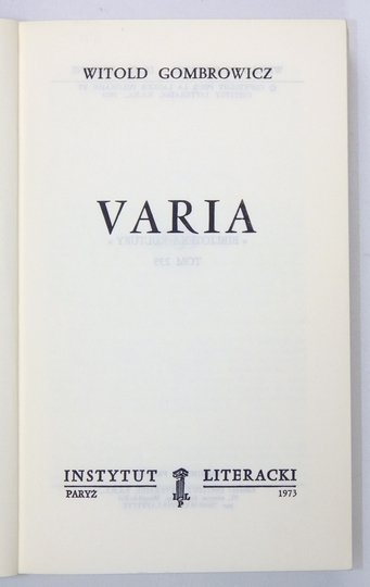 GOMBROWICZ Witold - Varia.