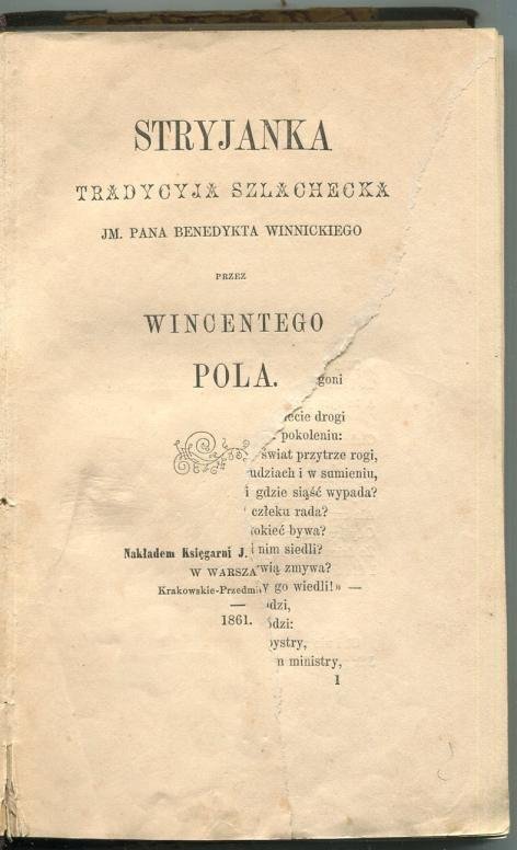 Pol Wincenty - Stryjanka. Tradycyja szlachecka JM. Pana Benedykta Winnickiego.