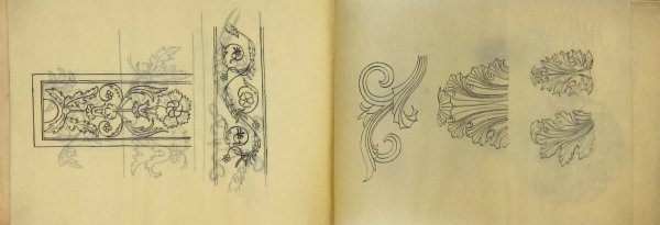 [ORNAMENTY]. Szkicownik z odręcznymi rysunkami nieznanego autorstwa, ukazującymi przykłady ornamentów i elementów zdobniczych w starożytności. Lata I wojny?