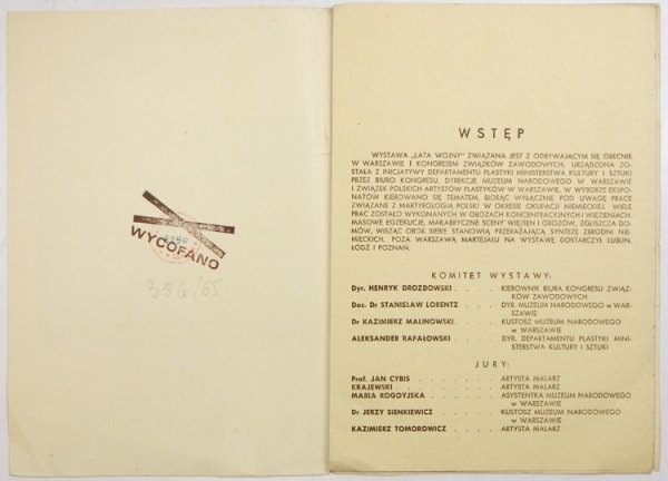 Muzeum Narodowe w Warszawie. Katalog wystawy &quot;Lata wojny w obrazach i rysunkach&quot;.