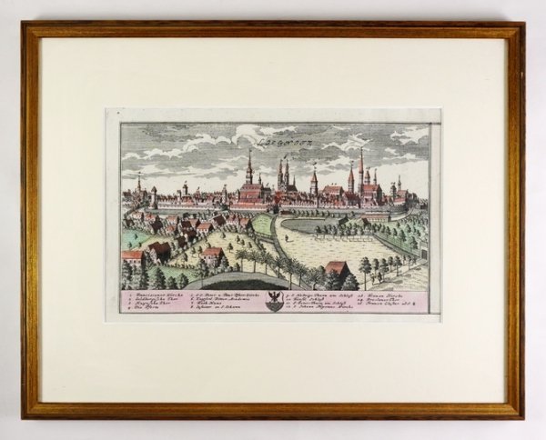 [LEGNICA]. Liegnitz. Miedzioryt kolorowany form. 16,3x26,6 cm.