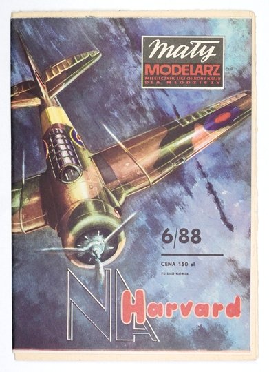 MAŁY Modelarz. Miesięcznik Ligi Obrony Kraju dla młodzieży. Nr 6/1988: Samolot szkolno-treningowy Harvard MK-IIB.
