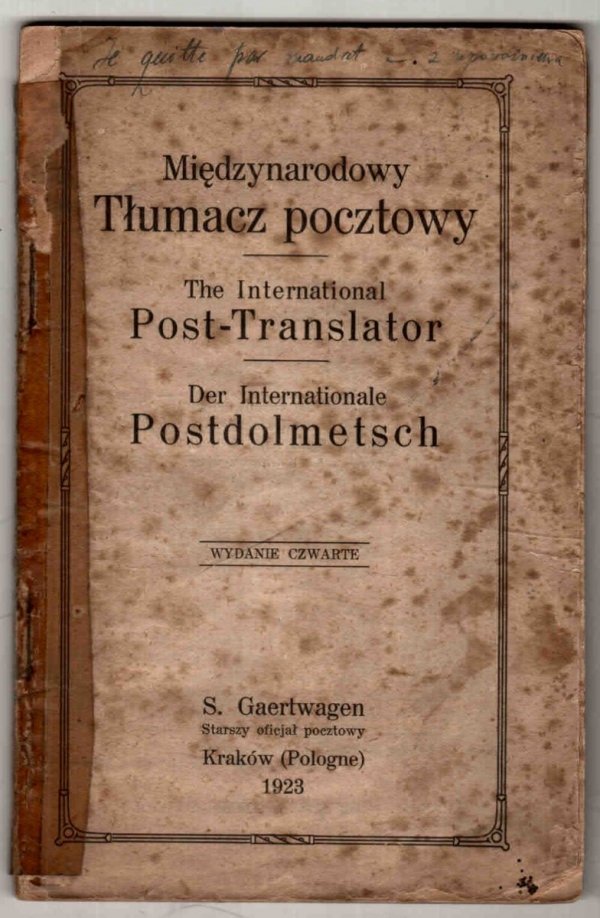 Międzynarodowy tłumacz pocztowy/ The International Post-Translator/ Der Internationale Postdolmetsch