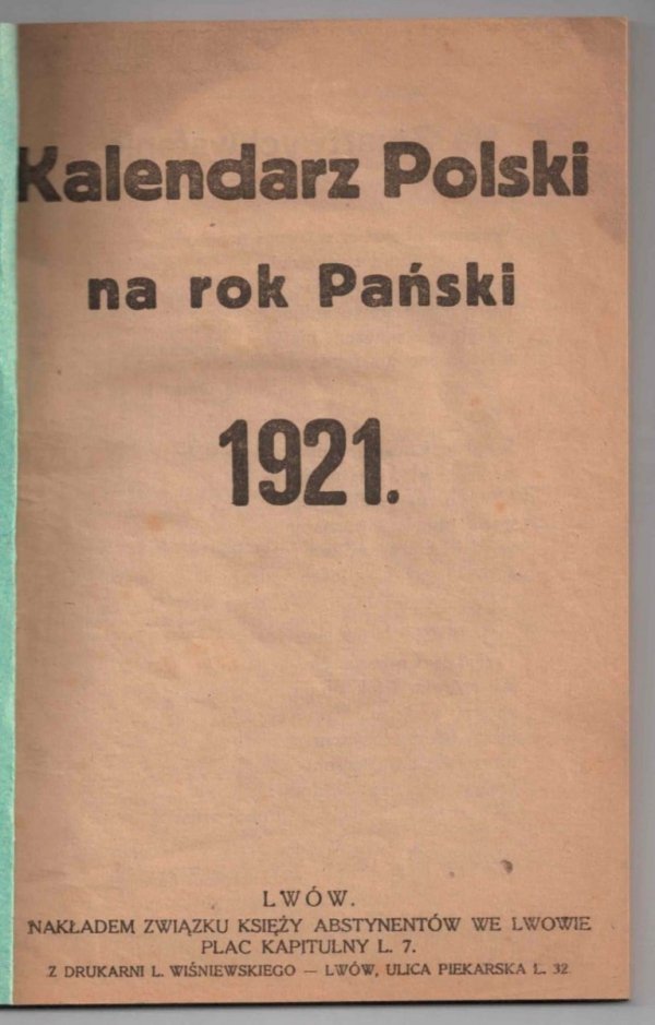 Kalendarz Polski na rok 1921
