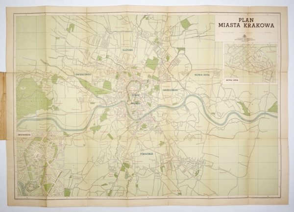 [KRAKÓW]. Plan miasta Krakowa. Plan barwny form. 55,5x80 na ark. 60x85 cm