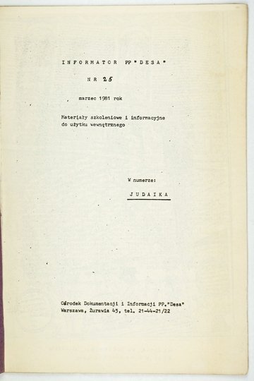 INFORMATOR PP &quot;Desa&quot;. Nr 25: Judaika.