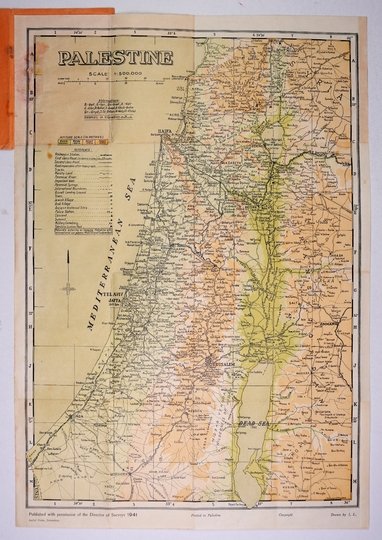 [PALESTYNA]. Palestine. Mapa barwna form. 49,8x34,8 cm.