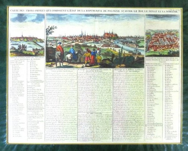 [KRAKÓW, WARSZAWA, WILNO]. Carte des trois ordres qui composent l'Etat de la Republique de Pologne, sçavoir le Roi, le senant et la noblesse.
