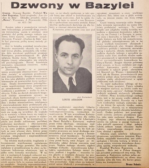 [Bruno Schulz] Wiadomości Literackie. R. 13, nr 15 (647): 5 IV 1936. s. 8.