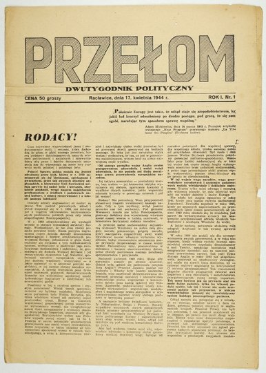 PRZEŁOM. Dwutygodnik polityczny. [Kraków]. 