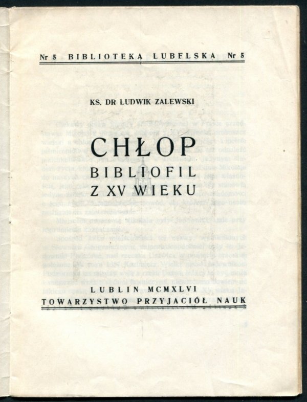 Zalewski Ludwik - Chłop bibliofil z XV wieku