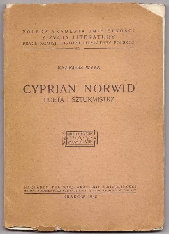 Wyka Kazimierz - Cyprian Norwid, poeta i sztukmistrz