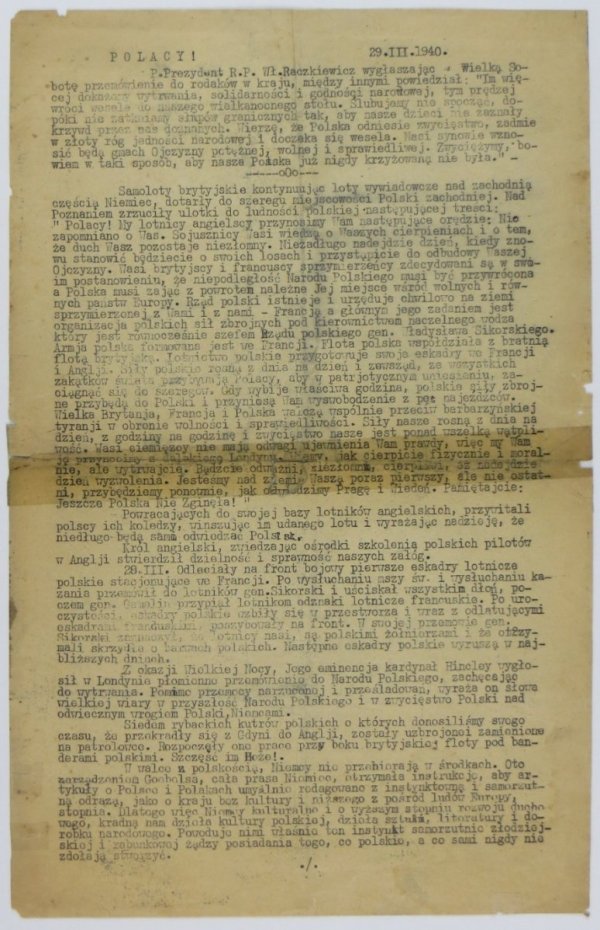POLACY! [Kraków]. 29 III 1940.