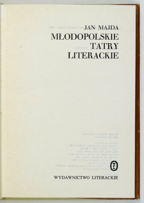 Majda Jan - Młodopolskie Tatry literackie