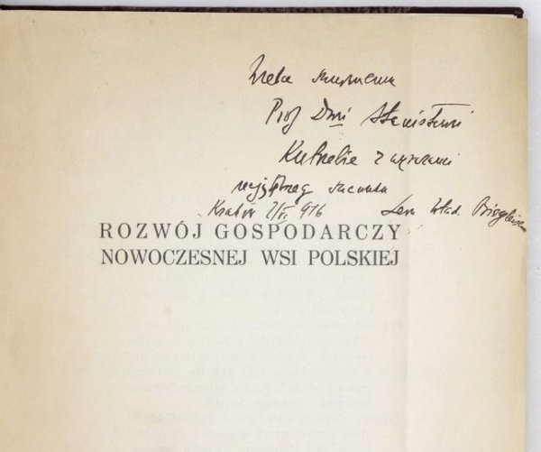 BIEGELEISEN Leon Władysław - Rozwój gospodarczy nowoczesnej wsi polskiej. T. 1.