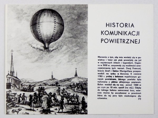 [HISTORIA komunikacji powietrznej] - zestaw 16 czarno-białych reprodukcji fotograficznych