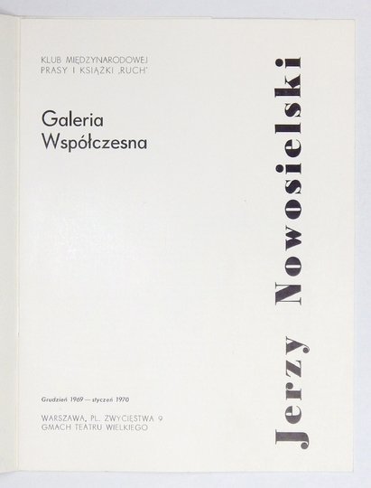 Galeria Współczesna, gmach Teatru Wielkiego. Jerzy Nowosielski.