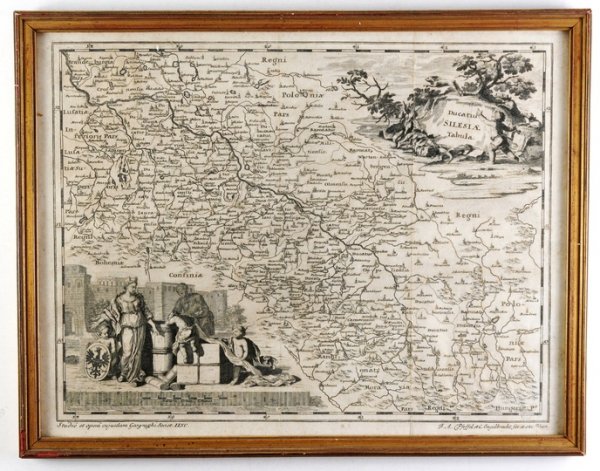 [ŚLĄSK]. Ducatus Silesiae Tabula. Miedzioryt form. 25,5x33,4 cm.