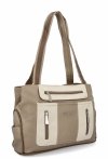 Dwukomorowa Torebka Damska Shopper Bag firmy Hernan Ciemno Beżowa/Beżowa