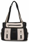 Dwukomorowa Torebka Damska Shopper Bag firmy Hernan Czarna/Beżowa