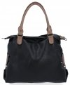 Duża Torebka Damska Shopper Bag XXL firmy Hernan Czarna/Ziemista