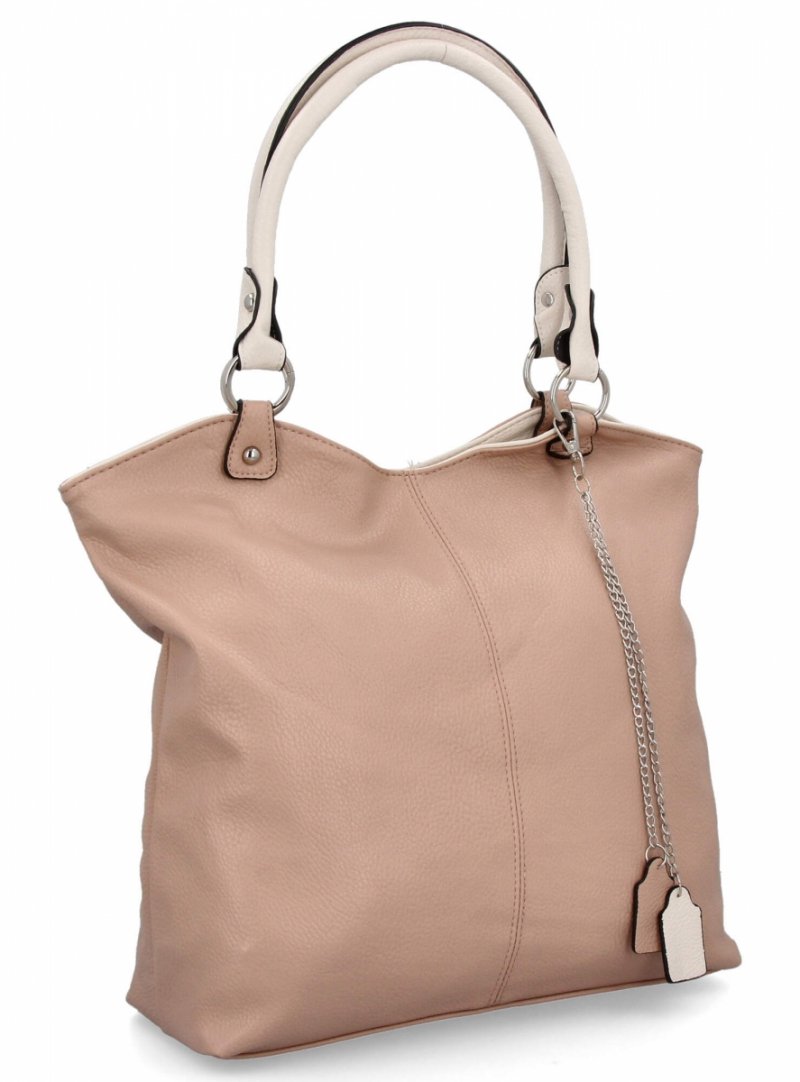 Torebka Damska Shopper Bag XL firmy Hernan Pudrowy Róż/Beżowa