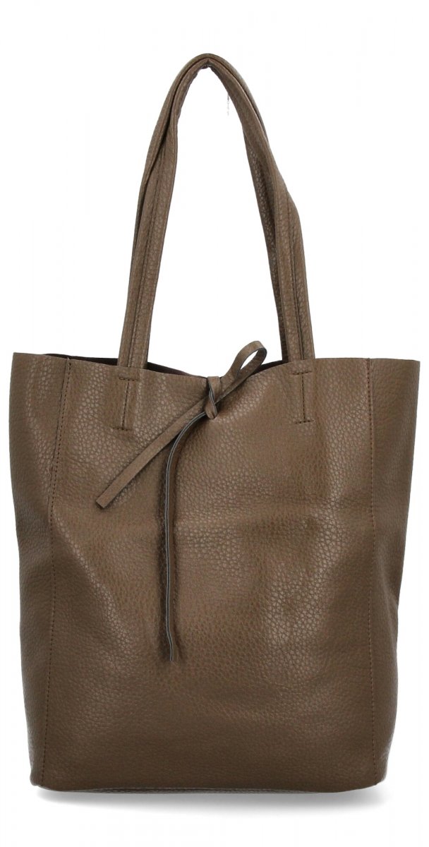 Torebka Damska typu Shopper Bag z Kosmetyczką firmy Herisson Ciemno Ziemista