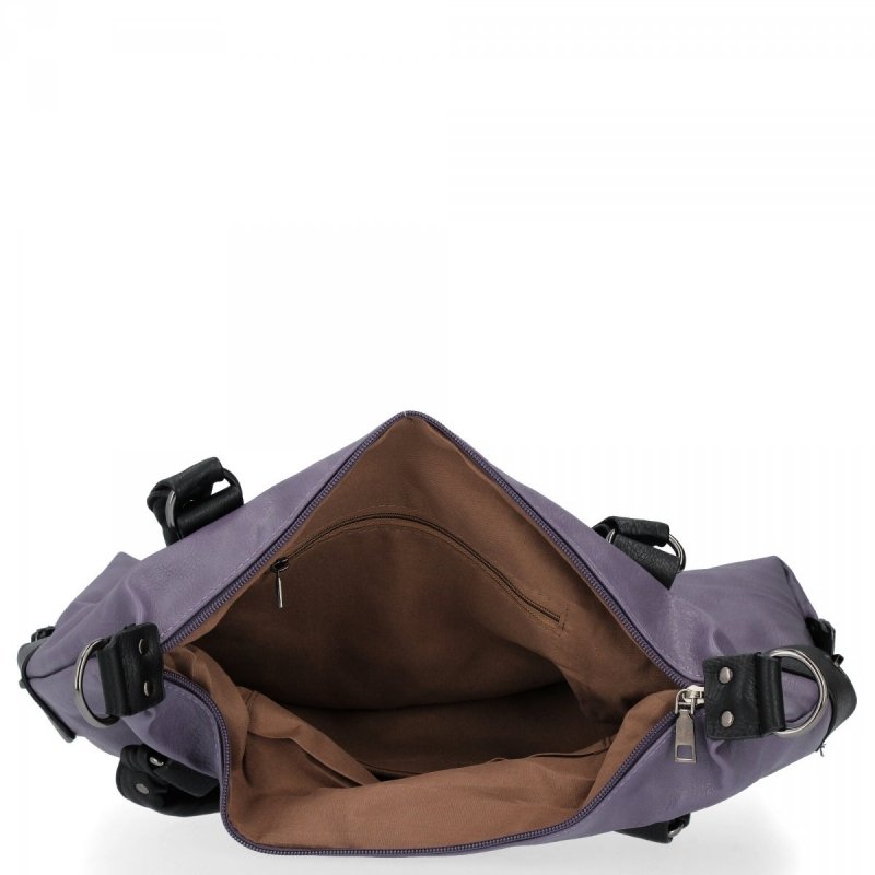 Duża Torebka Damska Shopper Bag XXL firmy Hernan Fioletowa
