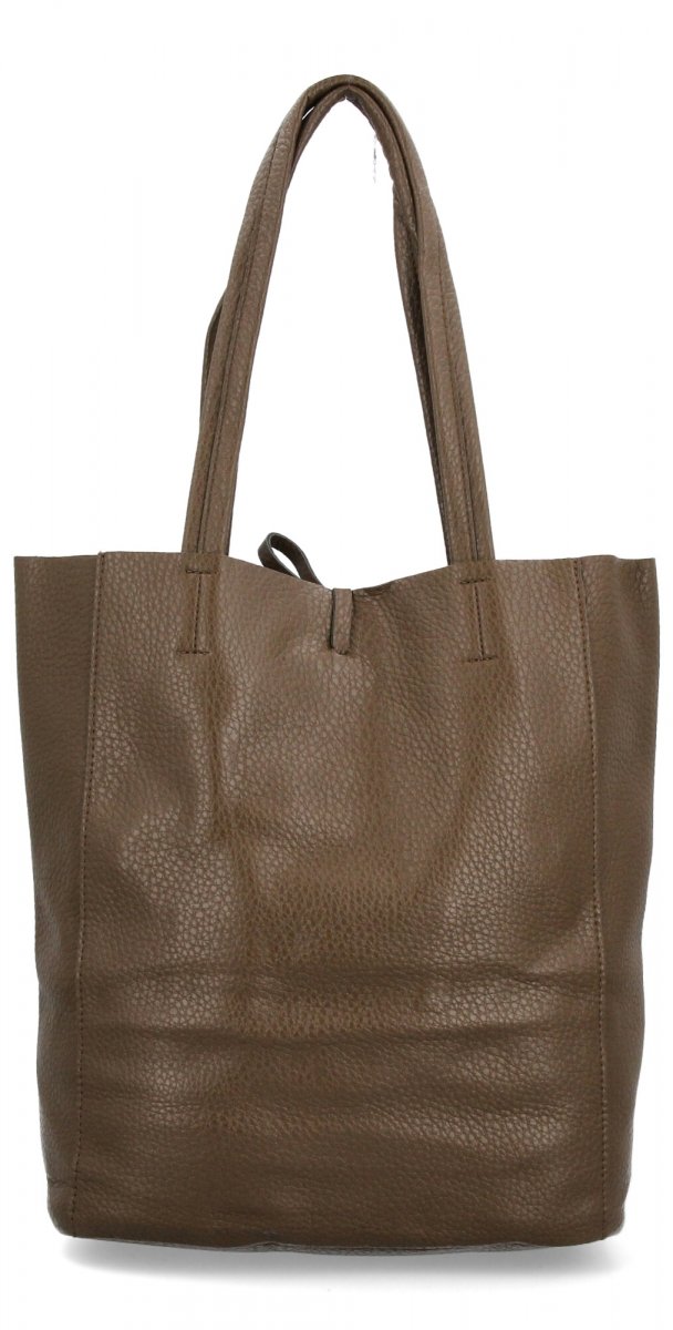 Torebka Damska typu Shopper Bag z Kosmetyczką firmy Herisson Ciemno Ziemista