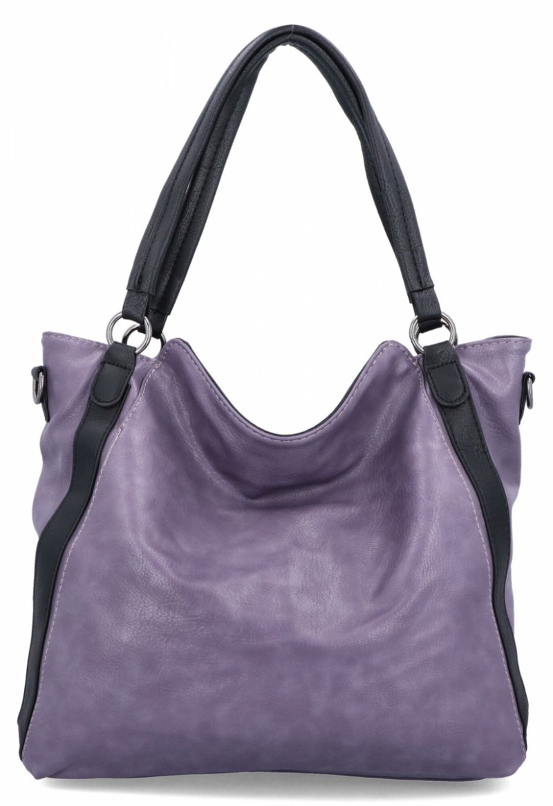 Duża Torebka Damska Shopper Bag firmy Hernan Ciemno Fioletowa