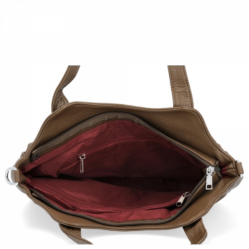 Torebka Damska typu Shopper Bag firmy Herisson Ciemno Ziemista