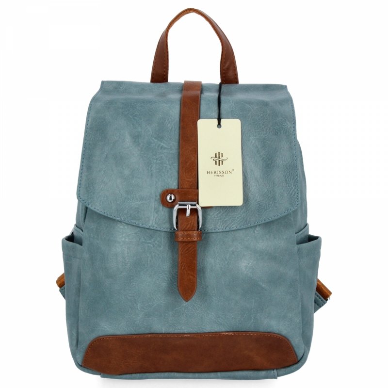 Plecak Damski w Stylu Vintage firmy Herisson Błękitny