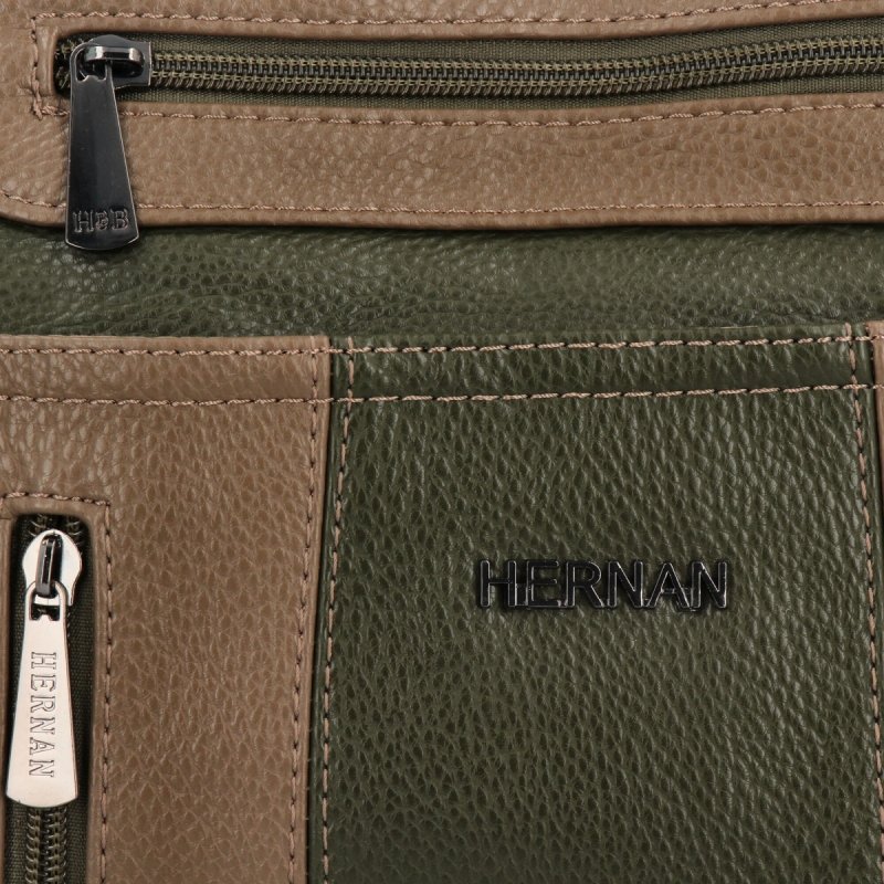 Dwukomorowa Torebka Damska Shopper Bag firmy Hernan Zielona/Ziemista